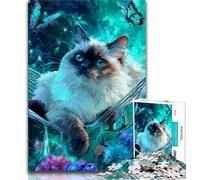 Puzzle di gatti e farfalle per adulti e adolescenti, 1000 pezzi, aiuta il cervello a esercitare i giocattoli avvincenti per coltivare la pazienza e l'interazione genitore-figlio (75x50cm)