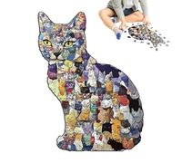 Puzzle di Gatti - Gioco Divertente e Stimolante,Puzzle A Forma Di Gatto In Legno,per Compleanno Natale Libero Bambini Casa Scuola