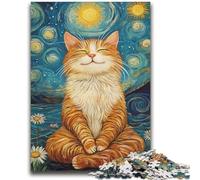 Puzzle di gatti in meditazione per adulti e adolescenti, 1000 pezzi, aiuta il cervello a esercitare i giocattoli avvincenti per coltivare la pazienza e l'interazione genitore-figlio (38x52cm)