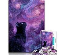 Puzzle di gatti in stile Night Sky per adolescenti, aiutano il cervello ad allenarsi Giocattoli avvincenti per coltivare la pazienza Un'opera d'arte 50x75cm