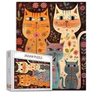Puzzle di gatti per adulti, 1000 pezzi, fiori astratti e animali, puzzle artistico, 50 x 68 cm, puzzle colorati fai da te per la decorazione della casa, puzzle per la famiglia, perfetto per serate di