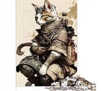 Puzzle di gatti Samurai Puzzle 1000 pezzi per adulti Puzzle creativi Puzzle difficile Gioco impegnativo Giocattoli regalo Puzzle per famiglie per adolescenti 1000 pezzi (75x50 cm)