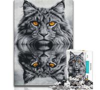 Puzzle di gatti selvatici in bianco e nero per adulti e adolescenti, difficili da completare ma divertenti e spiritosi, regalo di compleanno, regali, arte murale (38x26cm)