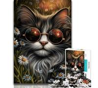 Puzzle di gatti steampunk per adolescenti, difficili da completare ma divertenti e umoristici, con poster abbinato e foglio di quiz 50x75cm