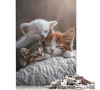 Puzzle di gattini addormentati per adulti, puzzle da 1000 pezzi per adolescenti dai 12 anni in su, regali per la vigilia di Natale, 1000 pezzi (75x50 cm)