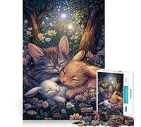 Puzzle di gattini e coniglietti addormentati per ragazzi, 1000 pezzi, gioco di logica, divertimento al chiuso, bordi precisi, pezzo da collezione 50x75cm