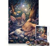 Puzzle di gattini e coniglietti addormentati per ragazzi, 1000 pezzi, gioco di logica, divertimento al chiuso, bordi precisi, pezzo da collezione 50x75cm
