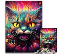 Puzzle di gatto psichedelico colorato da 1000 pezzi per adulti, puzzle in legno per adulti, ideale come decorazione fai da te e come regalo rompicapo, 50x75CM/19,68x29,52 pollici.