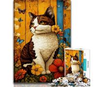 Puzzle di gatto seduto per adulti 1000 pezzi, aiuta il cervello ad allenare i giocattoli avvincenti per coltivare la pazienza, un'opera d'arte (38x26cm)