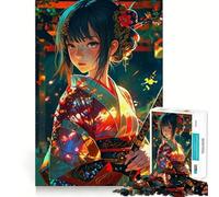 Puzzle di geisha e samurai anime giapponesi per adolescenti,1000 pezzi,gioco stimolante per la mente,montaggio sicuro e attività di condivisione per i propri cari (38x26cm)