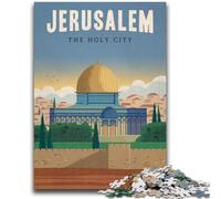 Puzzle di Gerusalemme per adolescenti da 1000 pezzi, gioco stimolante e gioco per famiglie con poster abbinato e foglio di quiz, 1000 pezzi (26x38cm)