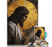 Puzzle di Gesù dorato per adolescenti, aiuta il cervello a esercitare i giocattoli avvincenti per coltivare la pazienza Un'opera d'arte 38x26cm