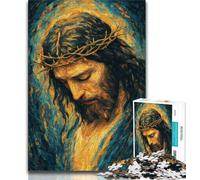 Puzzle di Gesù d'oro per adolescenti, 1000 puzzle, per ammazzare il tempo durante le vacanze, ogni pezzo è unico, un gioco stimolante e divertente per tutta la famiglia, 38x26cm