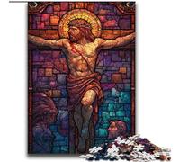 Puzzle di Gesù in vetro colorato per adolescenti, puzzle da 2000 pezzi, antistress, per trascorrere il tempo libero, interazione genitore-figlio (70x100cm)
