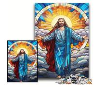 Puzzle di Gesù nel cielo da 1000 pezzi in legno, perfetti per il divertimento in famiglia, giochi di società, bomboniere per feste di compleanno, dimensioni 50x75cm.