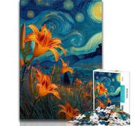 Puzzle di gigli gialli nel cielo notturno per adolescenti, aiuta il cervello a esercitare giocattoli avvincenti per coltivare la pazienza Un'opera d'arte 50x75cm