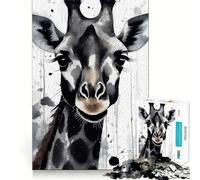 Puzzle di giraffa dipinta ad acquerello,1000 pezzi,divertente per sviluppare la memoria,bordi lisci,incastro perfetto,un modo divertente per riempire le ore vuote (38x26cm)