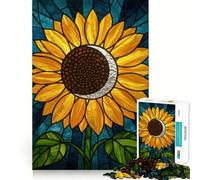Puzzle di girasole e luna in vetro colorato, 1000 pezzi, per adolescenti, gioco per esercitare la mente, rilassante e divertente, da assemblare, regalo perfetto 38x26cm