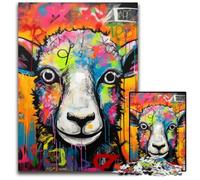 Puzzle di graffiti con pecore, 1000 pezzi per adulti, puzzle per adulti, sfida mentale, regalo, attività educativa per adolescenti, 50x75CM/19,68x29,52 pollici