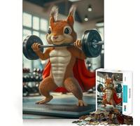 Puzzle di grandi dimensioni "Super Squirrel Lifting Weights" per adulti, 1000 pezzi, per rafforzare la memoria, alleviare lo stress e creare un'opera d'arte di alta qualità 50x75cm