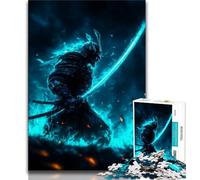 Puzzle di guerra con guerrieri samurai al neon per adulti e adolescenti, giochi educativi, decorazione per la casa, adatti per la decorazione del desktop, 50x75cm