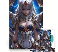 Puzzle di guerriero anime dai capelli bianchi per adolescenti,1000 pezzi,gioco di sviluppo mentale,dimensioni uniformi,pezzi precisi,divertimento in famiglia,attività serale (38x26cm)