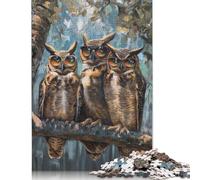 Puzzle di gufi e occhiali da sole, divertente, unico, decorazione per la casa, carta, puzzle rettangolare per adulti, adolescenti, regali per la festa della mamma, 1000 pezzi (26x38 cm)