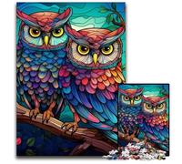 Puzzle di gufo colorato da 1000 pezzi per adulti, puzzle in legno per adulti, ideale come decorazione fai da te e come regalo rompicapo, 50x75CM/19,68x29,52 pollici.