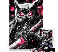 Puzzle di gufo guerriero samurai per adulti, 1000 pezzi, rompicapo rilassante, immagine da assemblare, regalo di Natale (38x52cm)