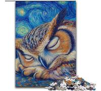 Puzzle di gufo nel cielo notturno per adulti e adolescenti, 1000 pezzi, giocattoli, giochi educativi, antistress, regali unici per compleanni e compleanni (26x38cm)