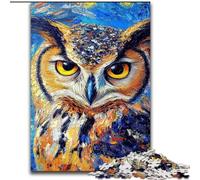 Puzzle di gufo nel cielo notturno per adulti e adolescenti, 1000 pezzi, per età pari o superiore a 14 anni, gioco di Natale antistress, regalo per donne (50x75cm)
