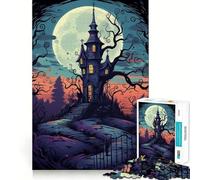 Puzzle di Halloween a tema casa spettrale per adulti, 1000 pezzi, gioco di logica mentale, delicato, rilassante, taglio deciso, lista dei desideri di Babbo Natale 38x52cm