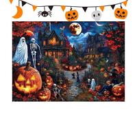 Puzzle di Halloween per adulti - 1000 pezzi puzzle, gioco da tavolo da casa infestato, giocattoli educativi interattivi per bambini e divertimento per feste in famiglia | Decorazione per vacanze al co
