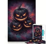 Puzzle di Halloween spettrale con zucche impilate per ragazzi, 1000 pezzi, gioco di logica chiaro, divertimento tranquillo, taglio perfetto, calda sorpresa 38x52cm