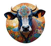 Puzzle di Highland, puzzle in legno rotondo,Highland Cow Jigsaw Puzzs Toy | Strumento di intrattenimento in legno naturale per l'eco, i viaggi, l'aria e la casa