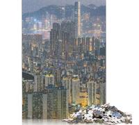 Puzzle di Hong Kong, attività divertente per la casa, puzzle di cartone premium per adulti, regali di Natale 1000 pezzi (75x50 cm)