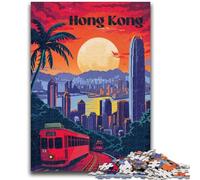 Puzzle di Hong Kong Sunset Glow da 1000 pezzi per adolescenti, per età 14+, decorazioni per la casa, giochi per famiglie, regali di compleanno di Natale, 1000 pezzi (50x75cm)