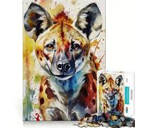 Puzzle di iena dipinta ad acquerello,1000 pezzi,divertente,di qualità professionale,da ritagliare,un regalo pensato per stimolare la mente (50x75cm)