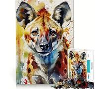 Puzzle di iena dipinta ad acquerello per ragazzi,1000 pezzi,gioco che migliora le capacità cognitive,dimensioni uniformi,pezzi precisi,divertimento in famiglia,attività serale (38x52cm)