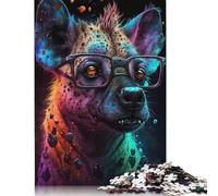 Puzzle di iene con gli occhiali, decorazione unica per la casa, puzzle rettangolare in carta per adulti e adolescenti, regali di Natale 1000 pezzi (75x50 cm)