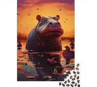 Puzzle di ippopotami animali per adulti e adolescenti, 1000 pezzi, puzzle di carta per adolescenti, regali, gioco rompicapo, 1000 pezzi (38x26 cm)