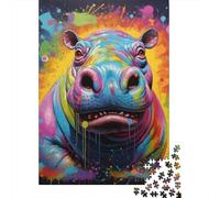 Puzzle di ippopotami animali per adulti e adolescenti, 1000 pezzi, puzzle in legno per adolescenti, regali, gioco rompicapo, 1000 pezzi (75x50 cm)