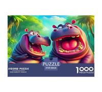 Puzzle di Ippopotamo 1000 pezzi - Carta riciclata, Due ippopotami che ridono ampio in un ambiente lussuoso e colorato Difficile e impegnativo, Gioco educativo, Idea regalo 38x26cm/1000 pezzi