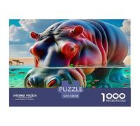 Puzzle di ippopotamo. Puzzle per adulti e bambini. 1000 pezzi Ottimi regali. Gioco di sfida. Giochi educativi. Decorazione domestica per adulti e bambini di età superiore ai 14 anni. 52x38cm/1000pcs