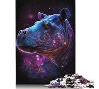 Puzzle di ippopotamo spaziale galassia per famiglie, giochi stimolanti, puzzle in cartone riciclato al 100% per bambini adulti, regalo di compleanno, 1000 pezzi (75x50 cm)
