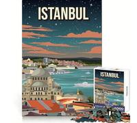 Puzzle di Istanbul,Turchia,di notte,con paesaggio urbano,per ragazzi 1000 pezzi per un esercizio mentale,divertimento rilassante,tagli precisi,regalo di Natale unico (38x52cm)