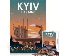 Puzzle di Kiev di notte,Ucraina,1000 pezzi per adolescenti,stimola la memoria,rilassante,con bordi precisi,ideale come regalo (50x75cm)