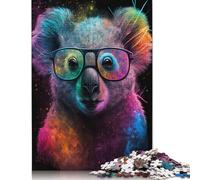 Puzzle di Koala con occhiali, puzzle rettangolare di carta ad incastro preciso per bambini o bambine, regali di Natale 1000 pezzi (75x50 cm)