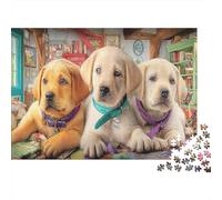Puzzle di Labrador Retriever da 1000 Pezzi Carta Riciclata Cucciolo Giallo Scena Interna Vibrante per Adulti e Bambini Regalo Divertente Attività Domestica Sfida Familiare Stimolante 70x50cm