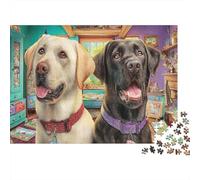 Puzzle di Labrador Retriever da 1000 Pezzi Carta Riciclata Quattro Cani Scenario di Stanza Panoramica Viva per Adulti Sfida Difficile Gioco Educativo Attività Domestica 52x38cm